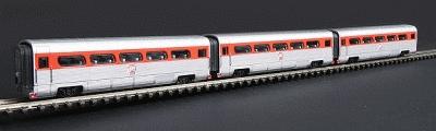 Con-Cor 8772 N Scale AeroTrain Add-On 3-Car Coach Set -- Pennsylvania "Pennsy AeroTrain" 1956