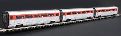 Con-Cor 8775 N Scale AeroTrain Add-On 3-Car Coach Set -- Santa Fe "The San Diegan" 1956