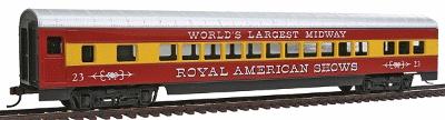 Con-Cor 908 HO Scale 72' Smooth-Side Coach - Ready to Run -- Royal American Shows