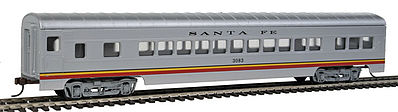 Con-Cor 910 HO Scale 72' Smooth-Side Coach - Ready to Run -- Santa Fe "Valley Flyer" (silver, red, black, yellow)