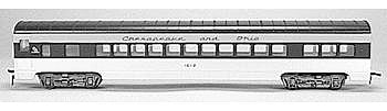 Con-Cor 919 HO Scale 72' Smooth-Side Coach - Ready to Run -- Chesapeake & Ohio (silver)