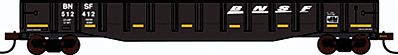 Con-Cor 92041 HO Scale 54' Mill Gondola w/Scrap Load - Ready to Run -- BNSF Railway (black w/Conspicuity Markings & Wedge Logo)