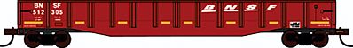 Con-Cor 92042 HO Scale 54' Mill Gondola w/Scrap Load - Ready to Run -- BNSF Railway (brown w/Conspicuity Markings & Wedge Logo)