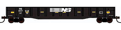 Con-Cor 92046 HO Scale 54' Mill Gondola w/Scrap Load - Ready to Run -- Norfolk Southern (black w/Conspicuity Markings)