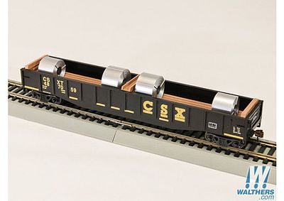 Con-Cor 92103 HO Scale Gondola w/Coil Load - Ready to Run -- CSX #1 (black, yellow, Conspicuity Marks)
