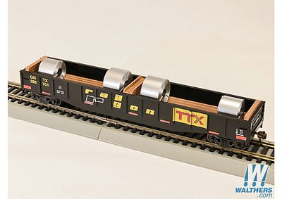 Con-Cor 92105 HO Scale Gondola w/Coil Load - Ready to Run -- Railgon TTX #1 (black, yellow, maroon)