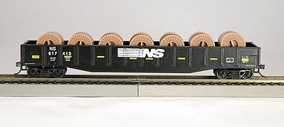 Con-Cor 92114 HO Scale Gondola w/Fiber Optic Cable Reel Load - Ready to Run -- Norfolk Southern #2 (black, white, yellow Conspicuity Marks)