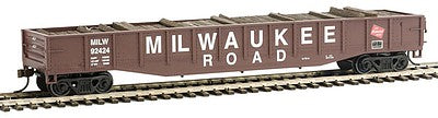 Con-Cor 92123 HO Scale Gondola w/Tie Load - Ready to Run -- Milwaukee Road #1