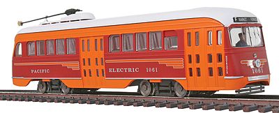 Con-Cor 93008 HO Scale President's Conference Committee (PCC) Streetcar - Standard DC -- Pacific Electric (red, orange) w/Next Car Light