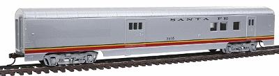 Con-Cor 930 HO Scale 72' Smooth-Side Railway Post Office - Ready to Run -- Santa Fe "Valley Flyer" (silver, black, red, yellow)