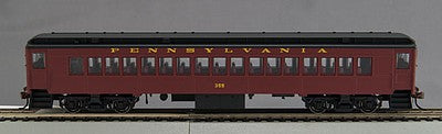 Con-Cor 94079 HO Scale P54 Heavyweight Coach - Ready to Run -- Pennsylvania Railroad #102 (Tuscan, black, Roman Lettering)