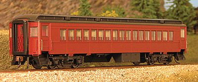 Con-Cor 94200 HO Scale Heavyweight 65' Branchline Coach w/Lights - Ready to Run -- Painted, Unlettered (Tuscan, black Roof)