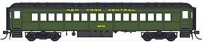 Con-Cor 94204 HO Scale Heavyweight 65' Branchline Coach w/Lights - Ready to Run -- New York Central (Pullman Green, black Roof)