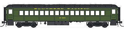 Con-Cor 94205 HO Scale Heavyweight 65' Branchline Coach w/Lights - Ready to Run -- Southern Pacific (Pullman Green, black Roof)
