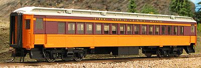 Con-Cor 94208 HO Scale Heavyweight 65' Branchline Coach w/Lights - Ready to Run -- Milwaukee Road (Hiawatha, orange, maroon, gray)