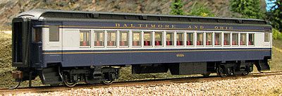 Con-Cor 94209 HO Scale Heavyweight 65' Branchline Coach w/Lights - Ready to Run -- Baltimore & Ohio (blue, gray)