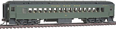 Con-Cor 94220 HO Scale Heavyweight 65' Branchline Coach w/Lights - Ready to Run -- Nickel Plate Road (Pullman Green, black)