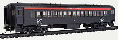 Con-Cor 94229 HO Scale Heavyweight 65' Branchline Coach w/Lights - Ready to Run -- New Haven #196 (red, black, white NH Logo)