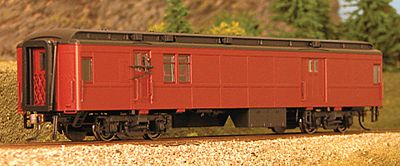 Con-Cor 94300 HO Scale Heavyweight 65' Branchline Baggage/Railway Post Office w/Lights - Ready to Run -- Painted, Unlettered (Tuscan, black Roof)