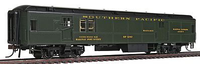 Con-Cor 94305 HO Scale Heavyweight 65' Branchline Baggage/Railway Post Office w/Lights - Ready to Run -- Southern Pacific (Pullman Green, black Roof)