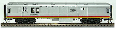 Con-Cor 94327 HO Scale Heavyweight 65' Branchline Baggage/Railway Post Office w/Lights - Ready to Run -- Santa Fe #109 (Valley Flyer, silver, red, yellow)