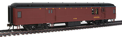 Con-Cor 94331 HO Scale Heavyweight 65' Branchline Baggage/Railway Post Office w/Lights - Ready to Run -- Pennsylvania Railroad #4706 (Tuscan, Futura Lettering)