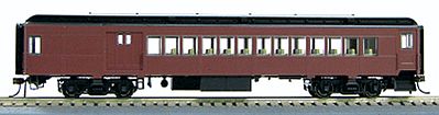 Con-Cor 94350 HO Scale Heavyweight 65' Branchline Combine w/Lights - Ready to Run -- Painted, Unlettered (Tuscan, black Roof)