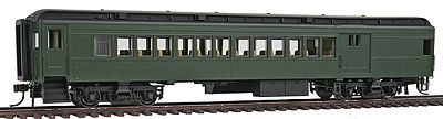 Con-Cor 94351 HO Scale Heavyweight 65' Branchline Combine w/Lights - Ready to Run -- Painted, Unlettered (Pullman Green)