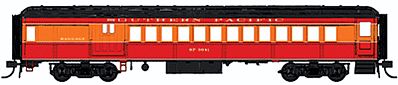 Con-Cor 94366 HO Scale Heavyweight 65' Branchline Combine w/Lights - Ready to Run -- Southern Pacific (Daylight, red, orange)