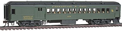 Con-Cor 94369 HO Scale Heavyweight 65' Branchline Combine w/Lights - Ready to Run -- Chesapeake & Ohio (Pullman Green, black)