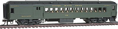 Con-Cor 94370 HO Scale Heavyweight 65' Branchline Combine w/Lights - Ready to Run -- Nickel Plate Road (Pullman Green, black)