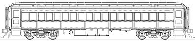 Con-Cor 94376 HO Scale 65' Heavyweight Branchline Combine - Ready to Run -- Santa Fe (Scout, 2-Tone Gray)