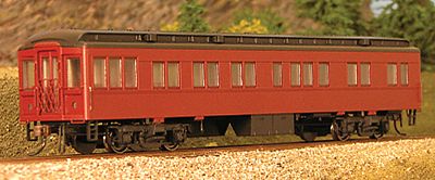 Con-Cor 94400 HO Scale Heavyweight 65' Branchline Solarium-Observation w/Lights - Ready to Run -- Painted, Unlettered (Tuscan, black Roof)