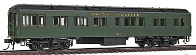 Con-Cor 94407 HO Scale Heavyweight 65' Branchline Solarium-Observation w/Lights - Ready to Run -- Union Pacific (Pullman Green, black Roof)