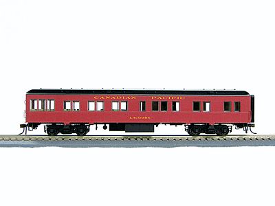 Con-Cor 94413 HO Scale Heavyweight 65' Branchline Solarium-Observation w/Lights - Ready to Run -- Canadian Pacific (maroon, black Roof)