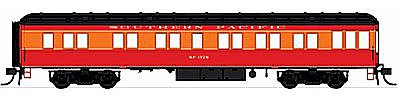 Con-Cor 94416 HO Scale Heavyweight 65' Branchline Solarium-Observation w/Lights - Ready to Run -- Southern Pacific (Daylight, red, orange)