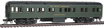 Con-Cor 94419 HO Scale Heavyweight 65' Branchline Solarium-Observation w/Lights - Ready to Run -- Chesapeake & Ohio (Pullman Green, black)