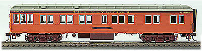 Con-Cor 94430 HO Scale Heavyweight 65' Branchline Solarium-Observation w/Lights - Ready to Run -- Milwaukee Road Crystal Bay (Olympian, orange, maroon, gray)