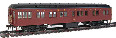 Con-Cor 94431 HO Scale Heavyweight 65' Branchline Solarium-Observation w/Lights - Ready to Run -- Pennsylvania Railroad #1120 (Tuscan, Futura Lettering)