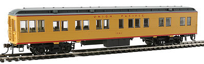 Con-Cor 94433 HO Scale Heavyweight 65' Branchline Solarium-Observation w/Lights - Ready to Run -- Union Pacific #1501 (Armour Yellow, gray, red)