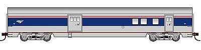 Con-Cor 94701 HO Scale 72' Smooth-Side Railway Post Office - Ready to Run -- Amtrak (Phase V, silver, blue, red, 2000s Wave Logo)