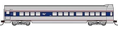 Con-Cor 94703 HO Scale 72' Smooth-Side Observation - Ready to Run -- Amtrak (Phase V; silver, blue, red; 2000s Wave Logo)