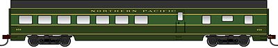 Con-Cor 94715 HO Scale 72' Smooth-Side Diner - Ready to Run -- Northern Pacific (2-Tone Green, black, yellow Stripes)