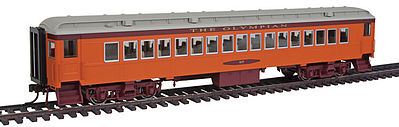 Con-Cor 95010 HO Scale Heavyweight 65' Branchline Coach w/Lights - Ready to Run -- Milwaukee Road #417 (Olympian, orange, maroon, gray)