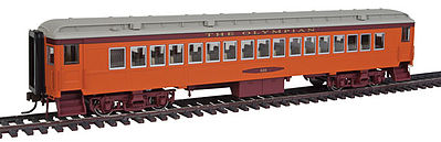 Con-Cor 95011 HO Scale Heavyweight 65' Branchline Coach w/Lights - Ready to Run -- Milwaukee Road #429 (Olympian, orange, maroon, gray)