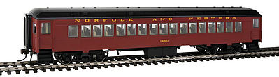 Con-Cor 95016 HO Scale Heavyweight 65' Branchline Coach w/Lights - Ready to Run -- Norfolk & Western #1650 (Tuscan, black)