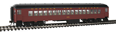 Con-Cor 95017 HO Scale Heavyweight 65' Branchline Coach w/Lights - Ready to Run -- Norfolk & Western #1651 (Tuscan, black)