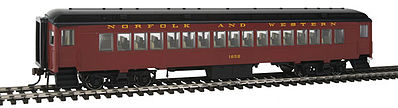 Con-Cor 95018 HO Scale Heavyweight 65' Branchline Coach w/Lights - Ready to Run -- Norfolk & Western #1652 (Tuscan, black)