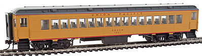 Con-Cor 95019 HO Scale Heavyweight 65' Branchline Coach w/Lights - Ready to Run -- Union Pacific #1061 (Armour Yellow, gray, red)