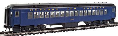 Con-Cor 95022 HO Scale Heavyweight 65' Branchline Coach w/Lights - Ready to Run -- Norfolk & Western #533 (Pevler Blue, black)